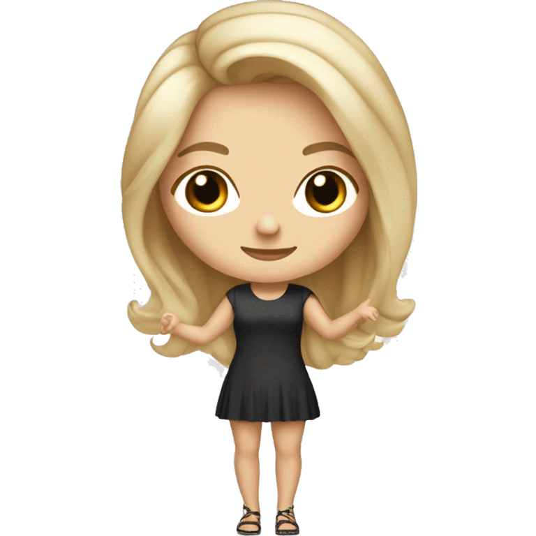 a beautiful white girl in mini dress with open hair and pointing emoji