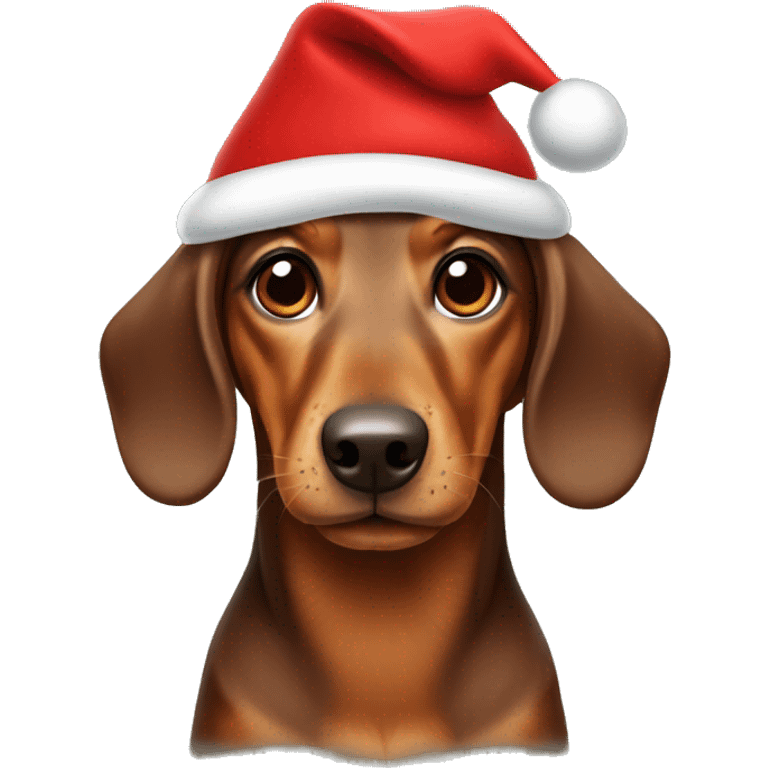 Brown Dashund with Christmas hat emoji