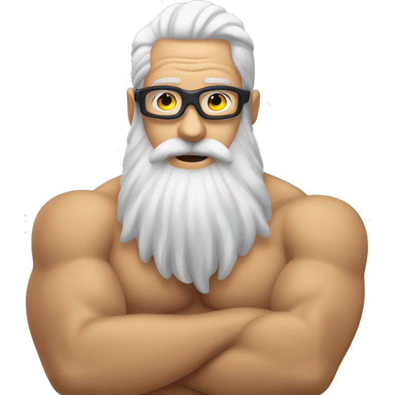 Swimming guy white hair beard muscles googles emoji