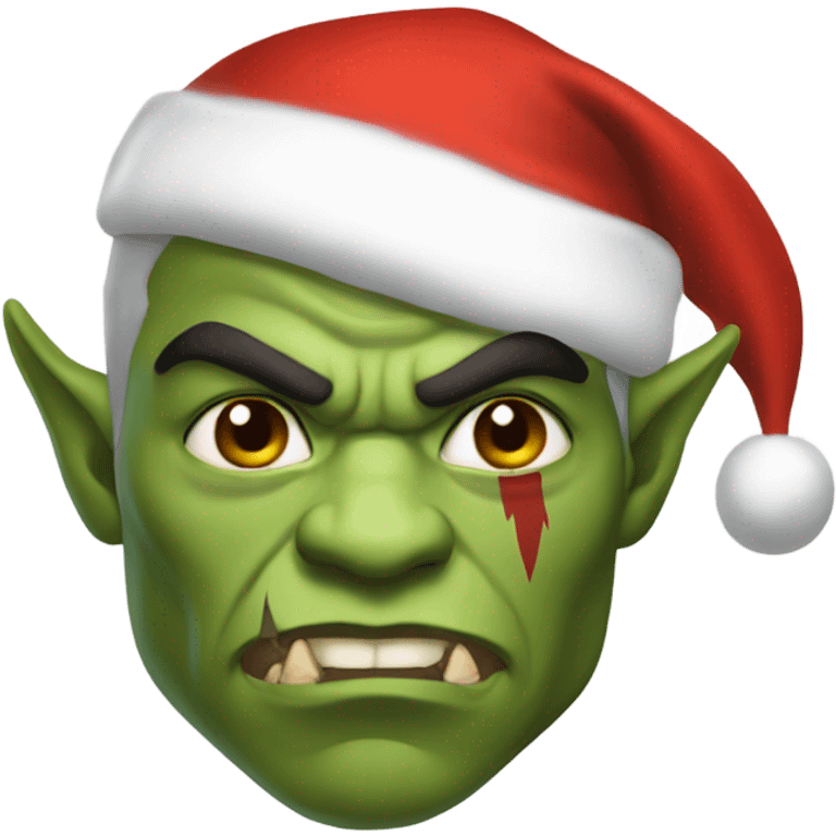 orc male warrior with santa hat emoji