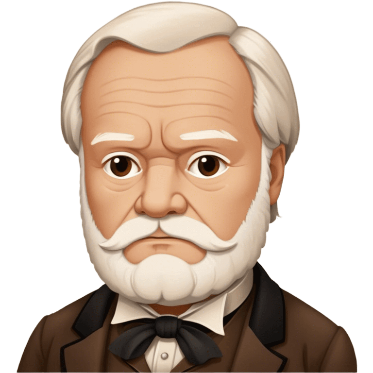 Cinematic Realistic portrait of Victor Hugo, shown as an iconic writer with intense, thoughtful eyes and richly detailed 19th‑century attire, rendered in warm, literary lighting that captures his creative spirit emoji