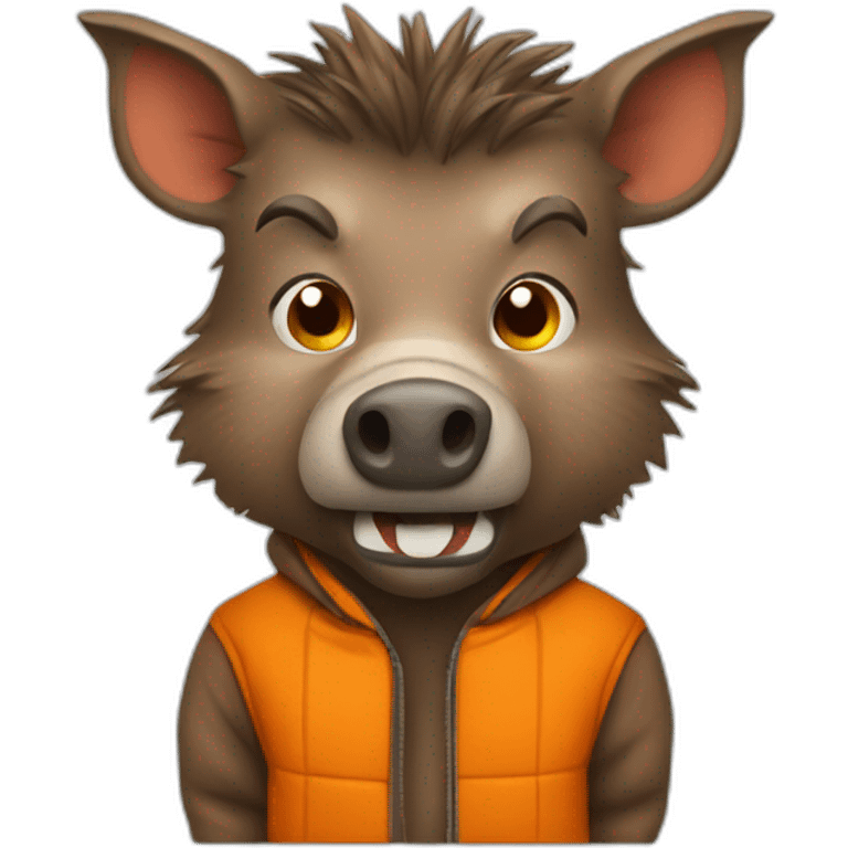 ANGRY wild boar with orange jacket emoji