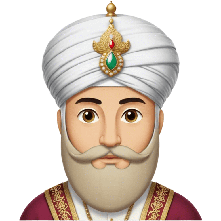 ​Cinematic Realistic Portrait of Suleiman the Magnificent, depicted as a regal Ottoman sultan adorned with a large, white, round, tall turban and a majesti beard, his commanding gaze bathed in warm, historic lighting that exudes timeless authority and grandeur, emoji