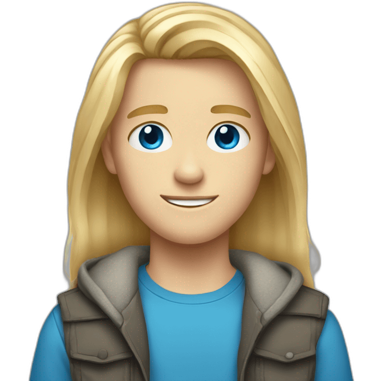 blue-eyed male teenager long straight blond hair emoji