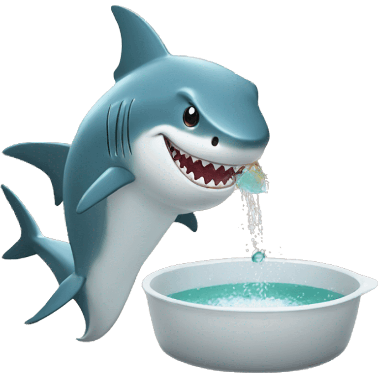 Shark washing dishes emoji