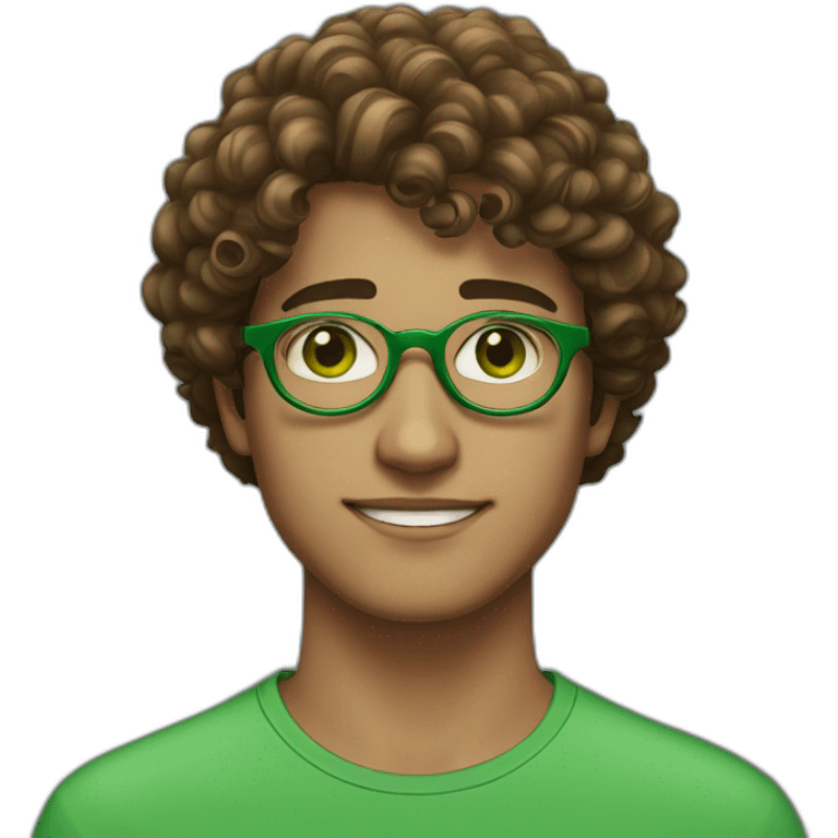 pakistani lighter skinned 19 year old guy with green eyes and curly brown hair and circular green glasses emoji