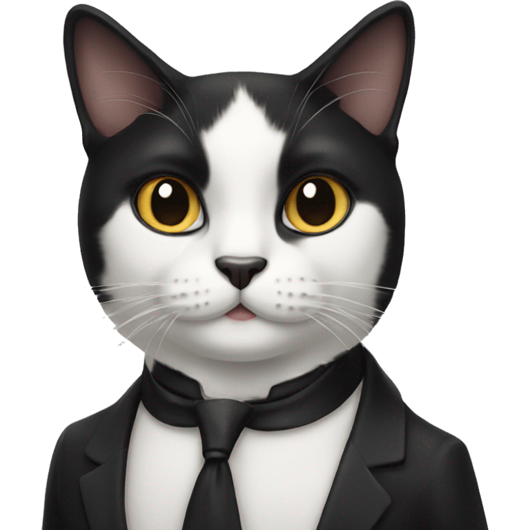 tuxedo cat with a black mustache  emoji