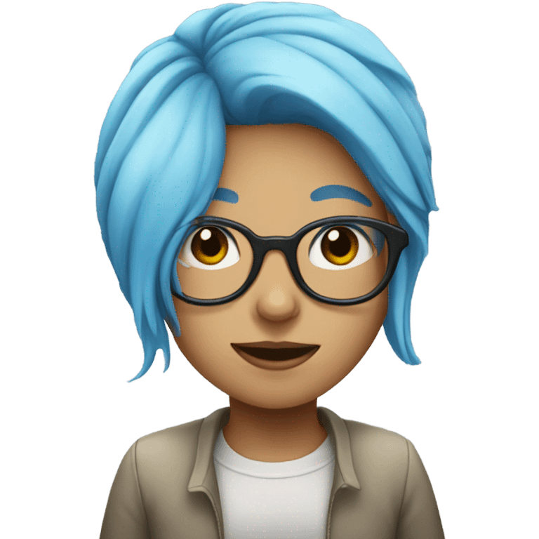 blue haired girl with glasses emoji