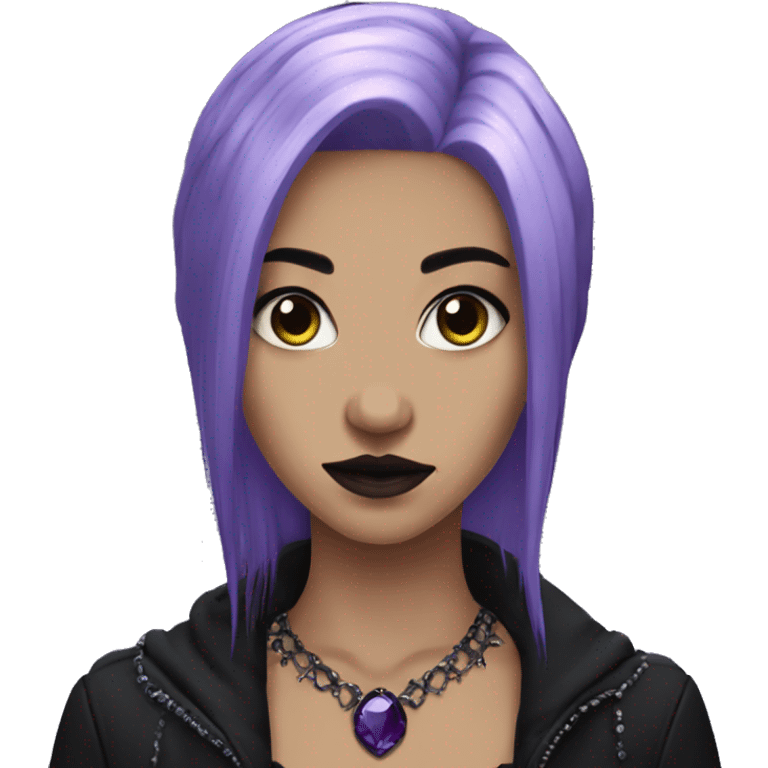 goth girl purple hair middle part dark jewelry  emoji