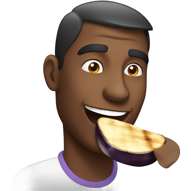 Guy eating eggplant emoji