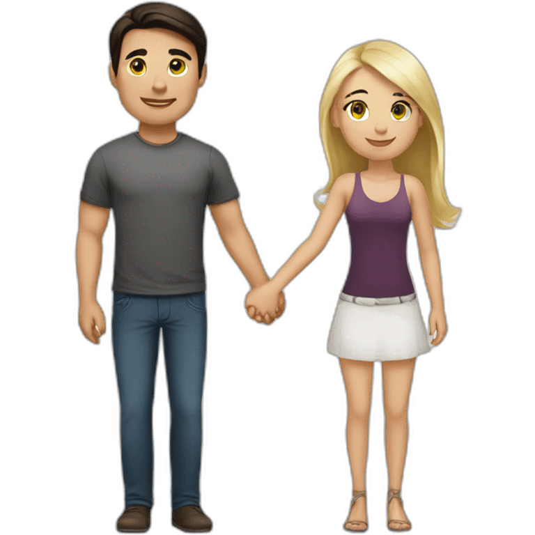 pretty blonde woman holding hands with handsome dark-haired man emoji