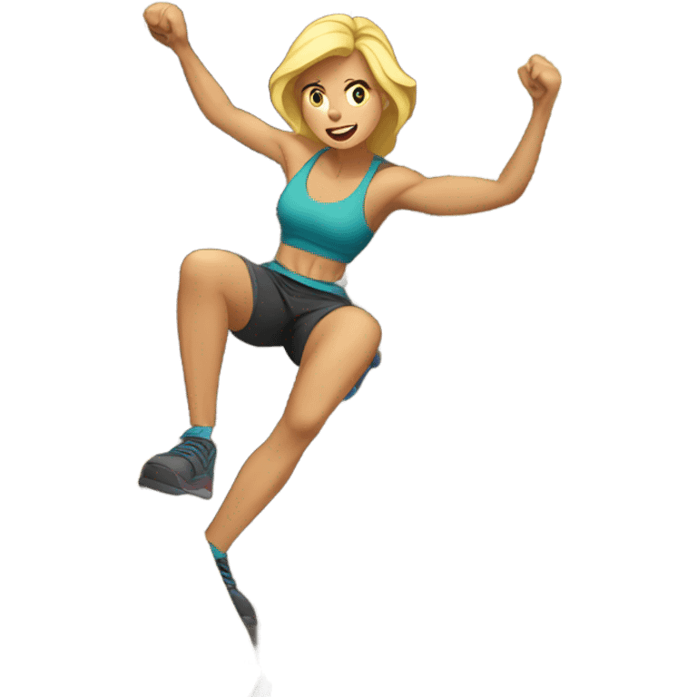 blonde woman rock climbing emoji