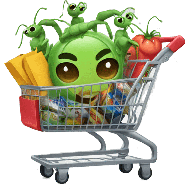 Shopping Cart squashing bugs emoji