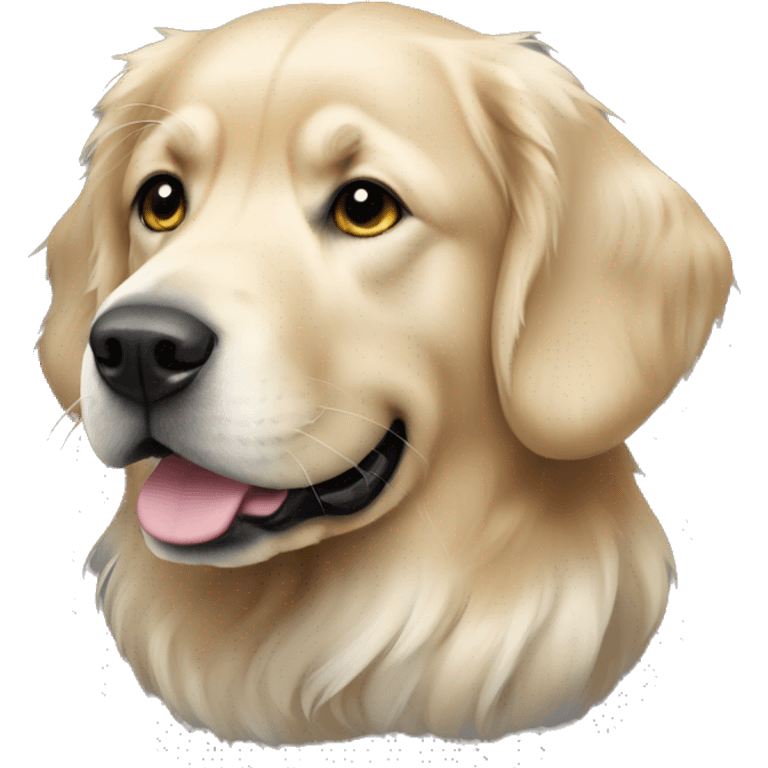 Black golden retriver with a bit of white on chest emoji