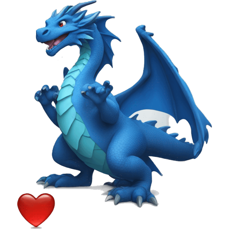 The blue dragon shows a heart with his hands emoji