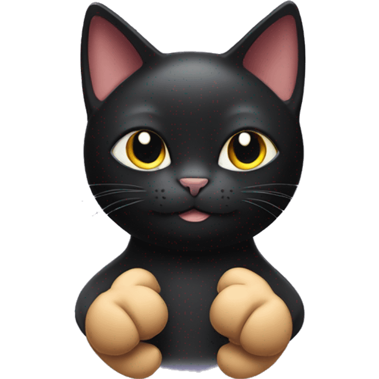 a black cat holding a magnet between it’s paws emoji