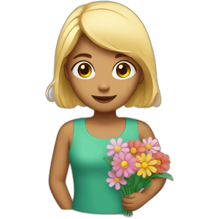 girl with flowers emoji