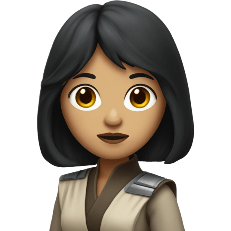 female starwars character with dark long hair and bangs emoji