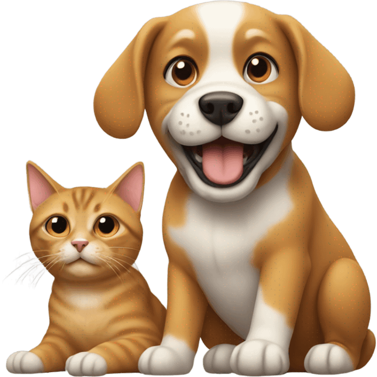 Dog and cat playing emoji