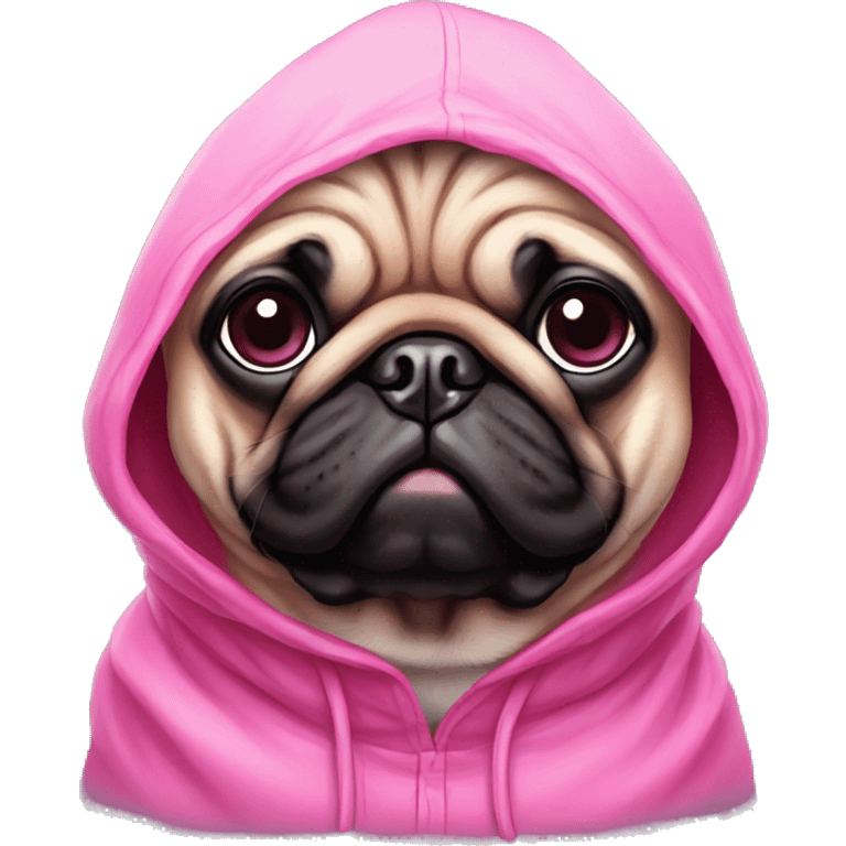 Pug wearing a pink hood portrait emoji