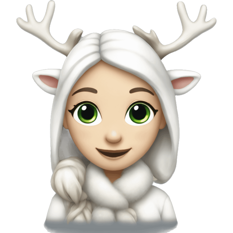 White Reindeer girl happy emoji