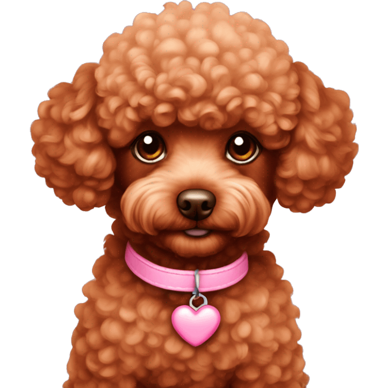 red brown toy poodle pink love emoji