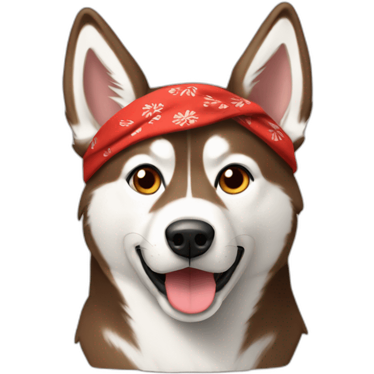 Brown husky with red neck bandana emoji