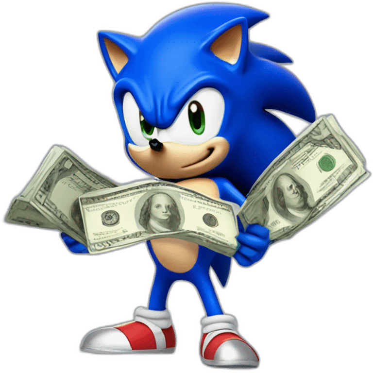 sonic the hedgehog holding money emoji