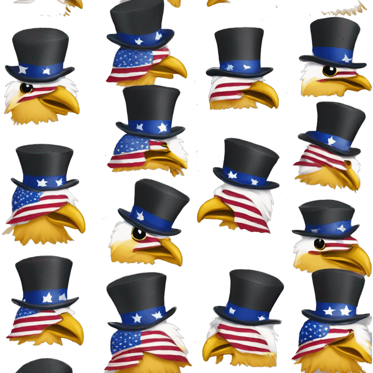 eagle wearing american flag themed suit and american flag themed top hat emoji