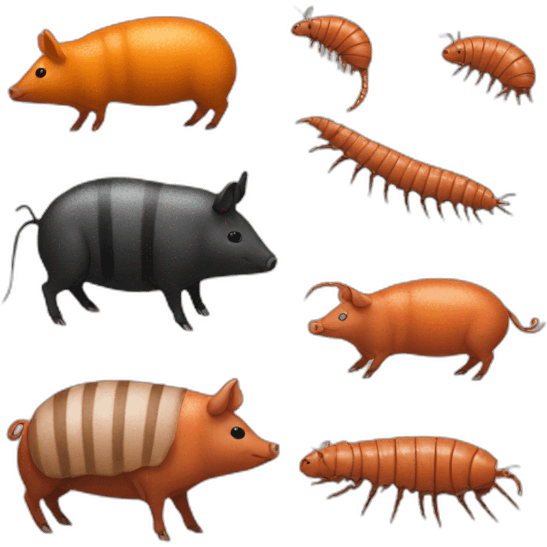 Orange pig armadillo cow centipede insect emoji