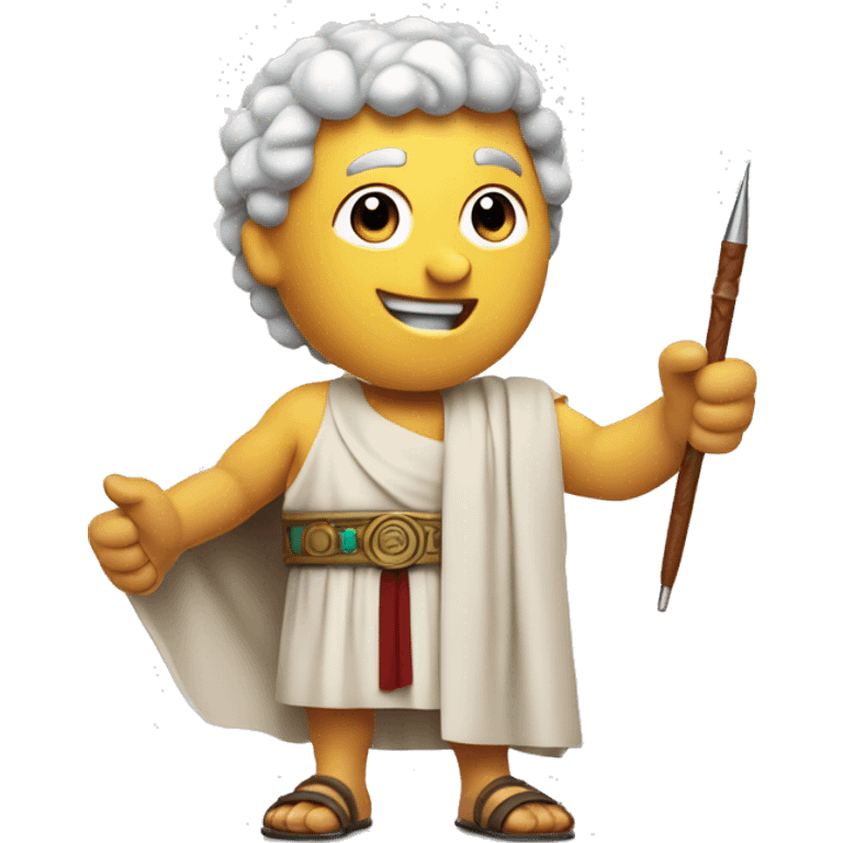 A senator in a toga, holding a writing quill in one hand and giving a thumbs-up with the other, as if approving something important. emoji