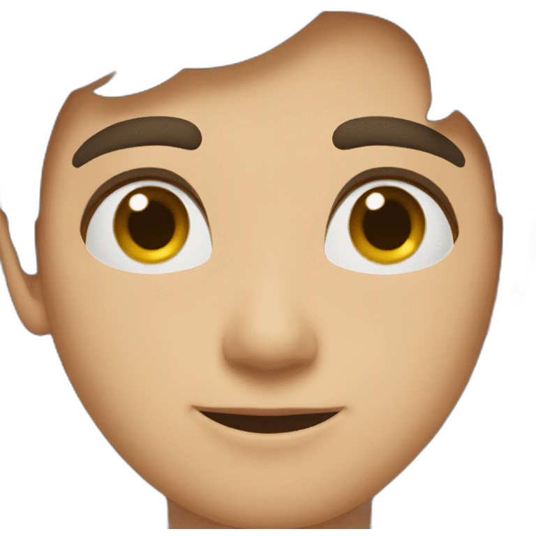 Brunette boy making a selif emoji