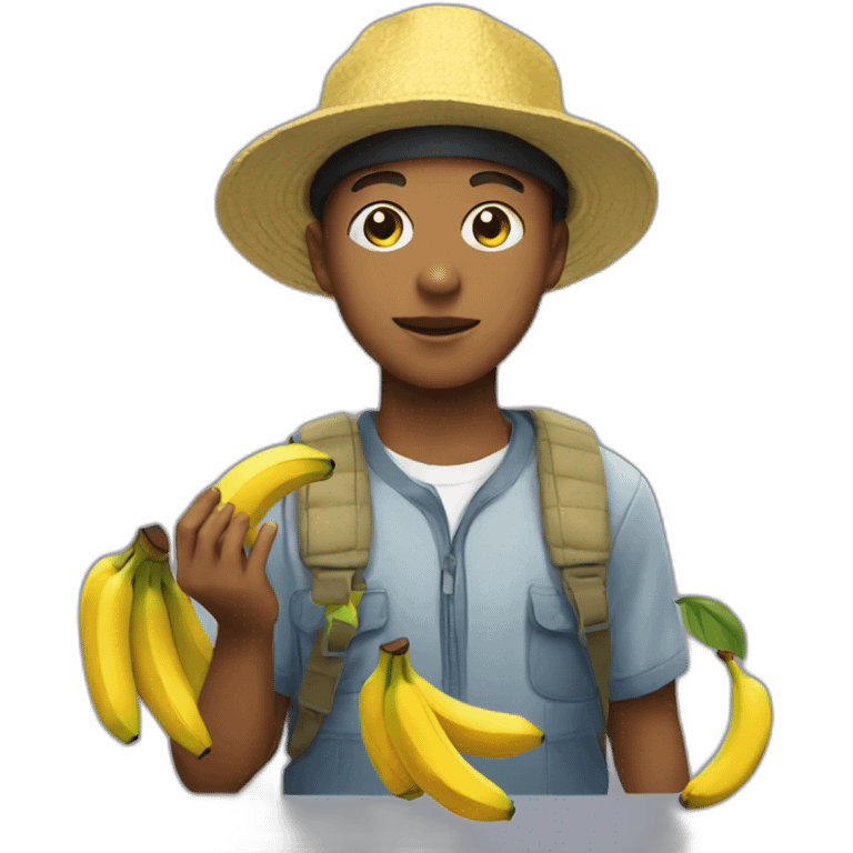 A Boy with A bucket hat with bananas on it emoji