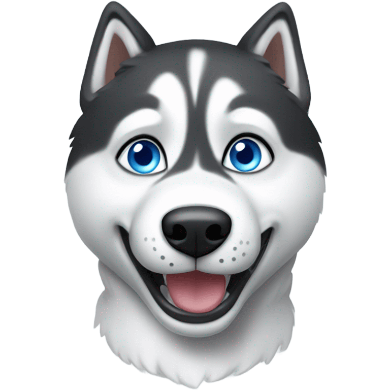 winking husky with blue eyes emoji