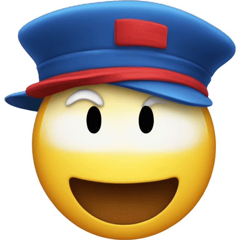 smiley face with blue and red hat emoji