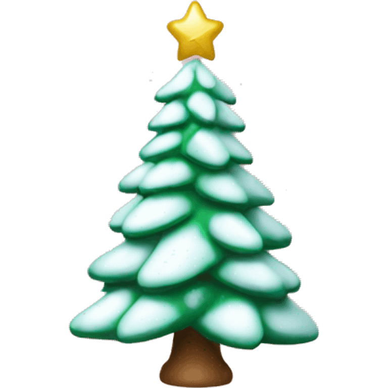 Christmas tree with snow on it with a pink star at the top emoji