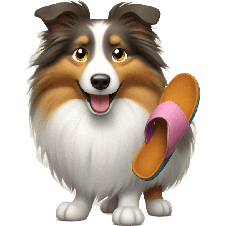 Shetland sheepdog stealing slippers emoji