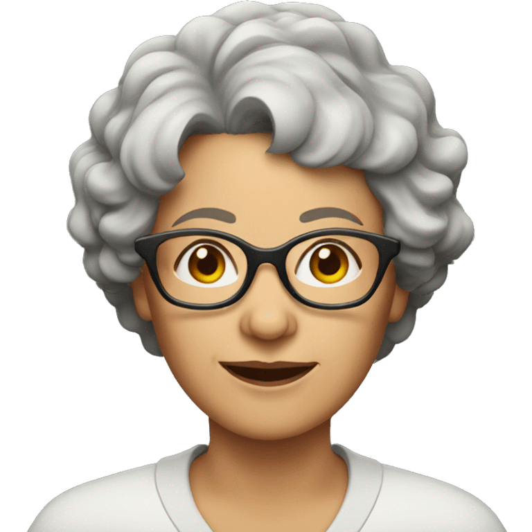 older woman with short wavy hair and glasses emoji