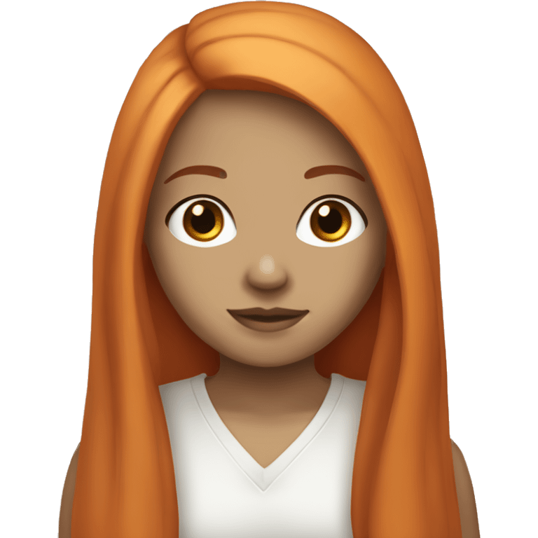 white skinned brown eyed girl with straight long orange hair emoji