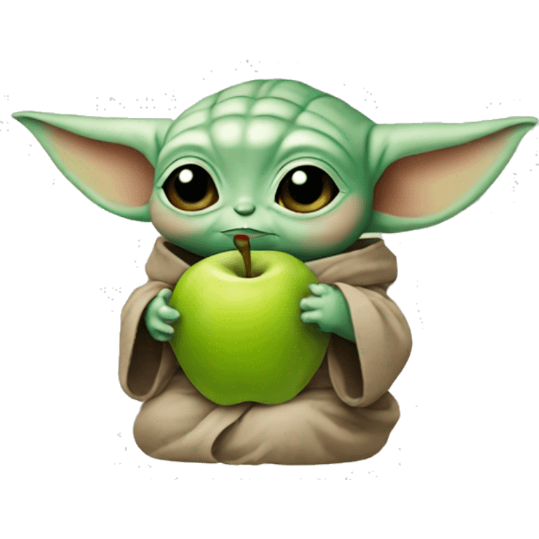 BABY YODA HOLDING THE APPLE LOGO emoji