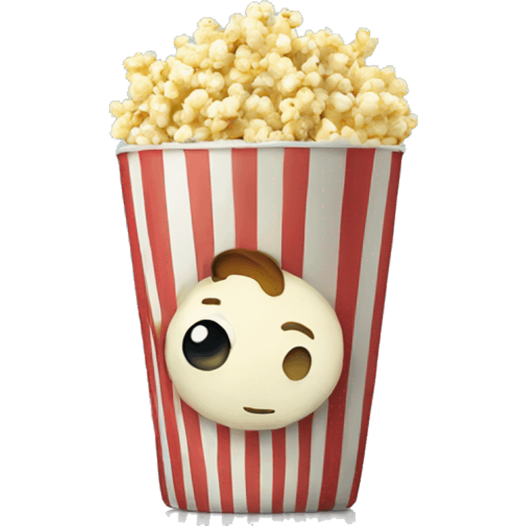 Popcorn in a striped cup with a TV emoji