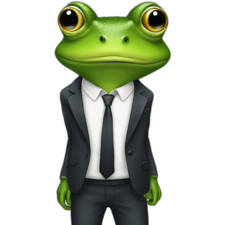 A frog wearing a suit looking straight emoji