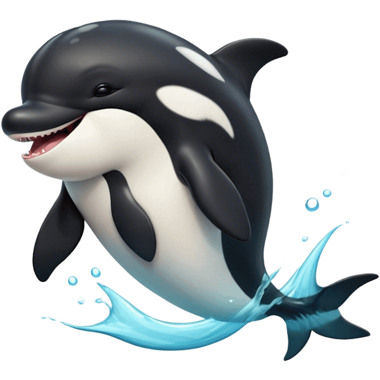 Cinematic Cute Yawning orca Portrait Emoji, Head tilted slightly with a dramatic, wide-open yawn, showcasing a sleek black-and-white body with gently relaxed fins and sleepy, half-closed eyes, Simplified yet irresistibly adorable features, highly detailed, glowing with a soft, cozy marine glow, high shine, relaxed yet expressive, stylized with a dash of whimsical deep-sea charm, soft glowing outline, capturing the essence of a drowsy yet affectionate orca that appears ready to stretch out in the waves for a nap! emoji