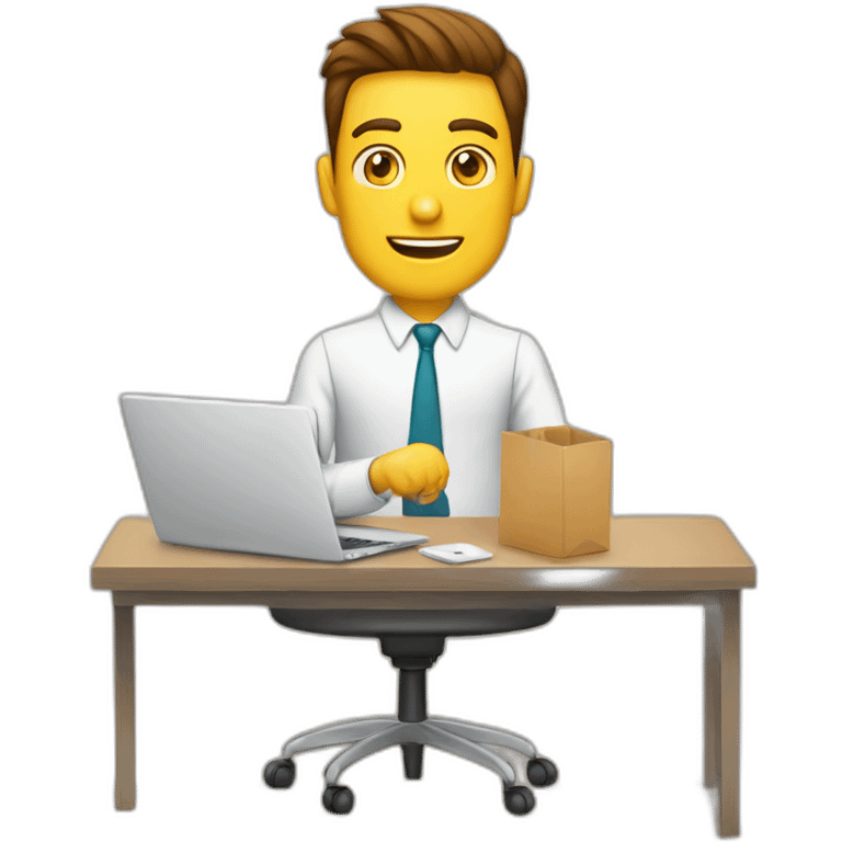 homem moreno que trabalha com e-commerce emoji