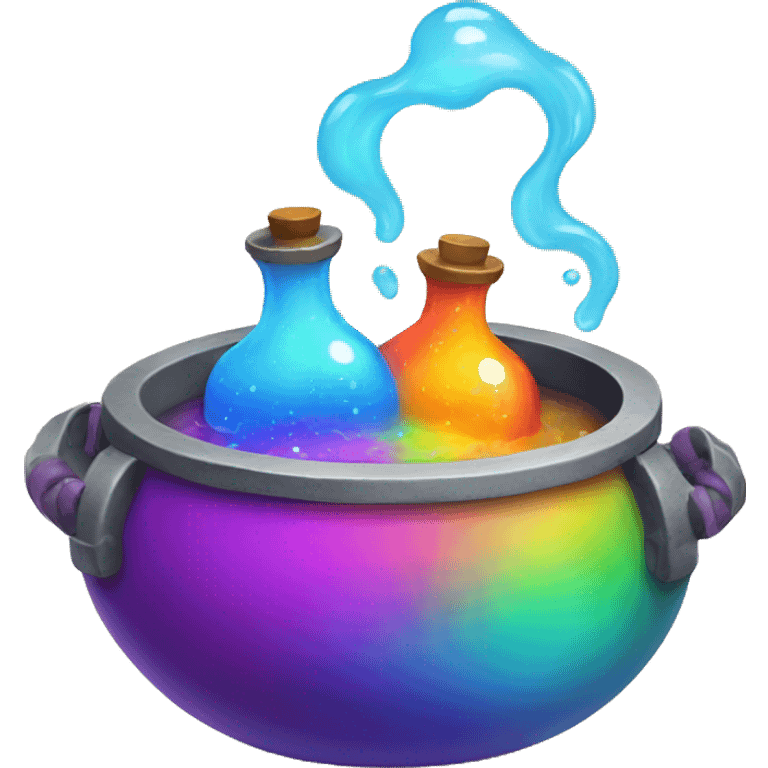 rainbow potion in a cauldron emoji