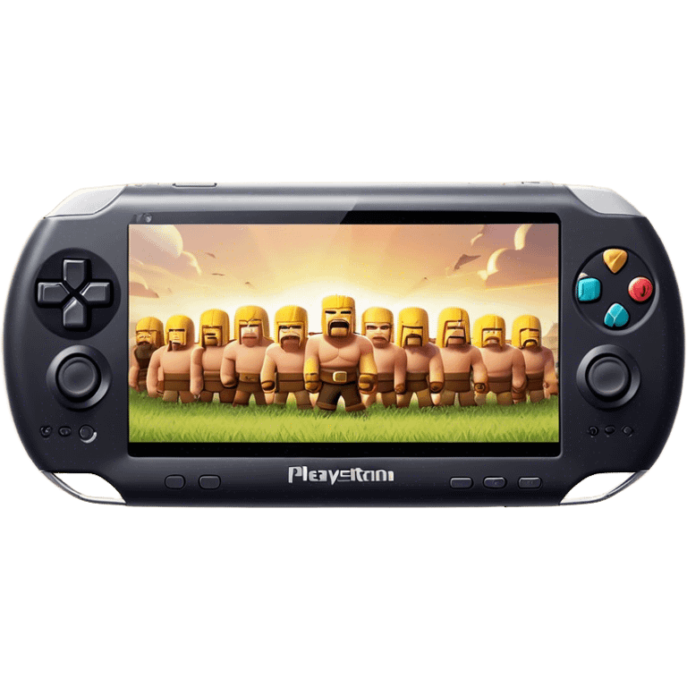 Clash of Clans aesthetic: Cinematic Playful PlayStation Portable (PSP) Portrait Emoji, rendered in a 3D vector-style similar to standard emojis with minimal shading and bold, simplified shapes. A compact, distinct form with signature details, softly glowing with a cutting-edge console technology charm. Simplified yet unmistakably iconic, highly detailed and consistent, glowing with a soft radiance and high shine. Stylized with a touch of technological advancement and a soft glowing outline, capturing the essence of a beloved gaming relic with a friendly, playful manner! emoji