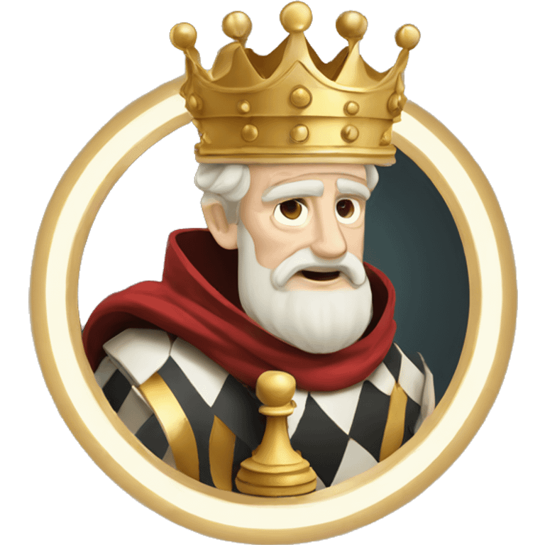 Vintage King Claudius hamlet old man big beard gold crown playing chess emoji