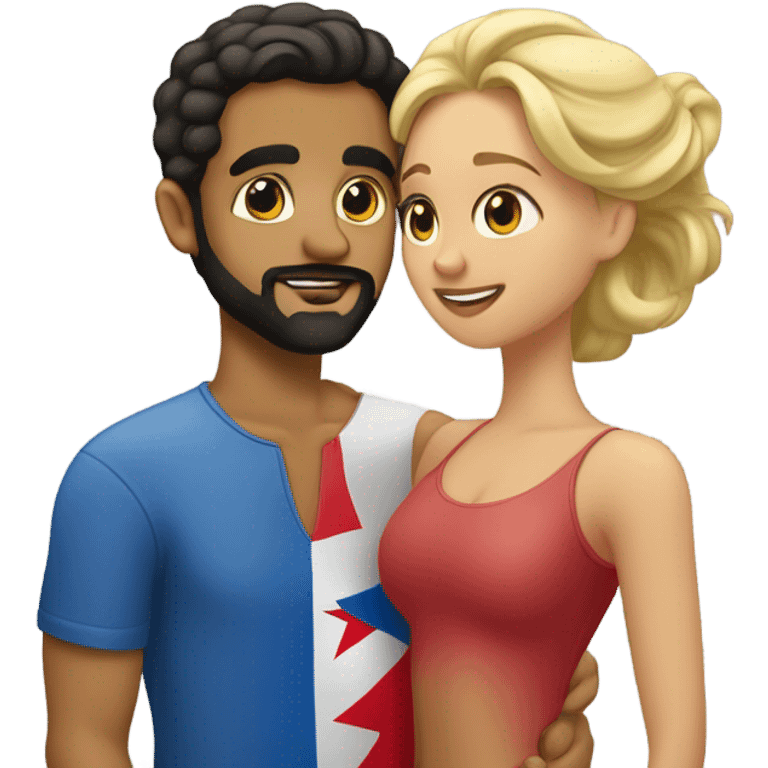 Puerto rican beard short hair with blonde girl kissing  emoji