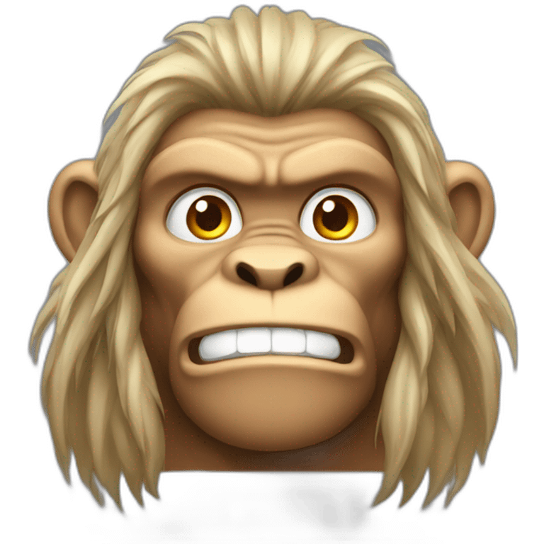 muscular monkey man with long hair emoji