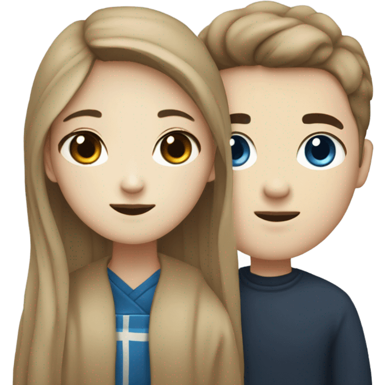 Korean girl(black eyes) with her norwegian boyfriend with blue eyes emoji